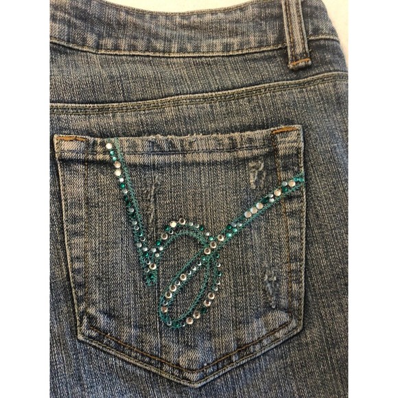 Bebe Women's Jeans Sophie Bootcut Rhinestones Distressed Size 30 X 34 NWT - Picture 10 of 10